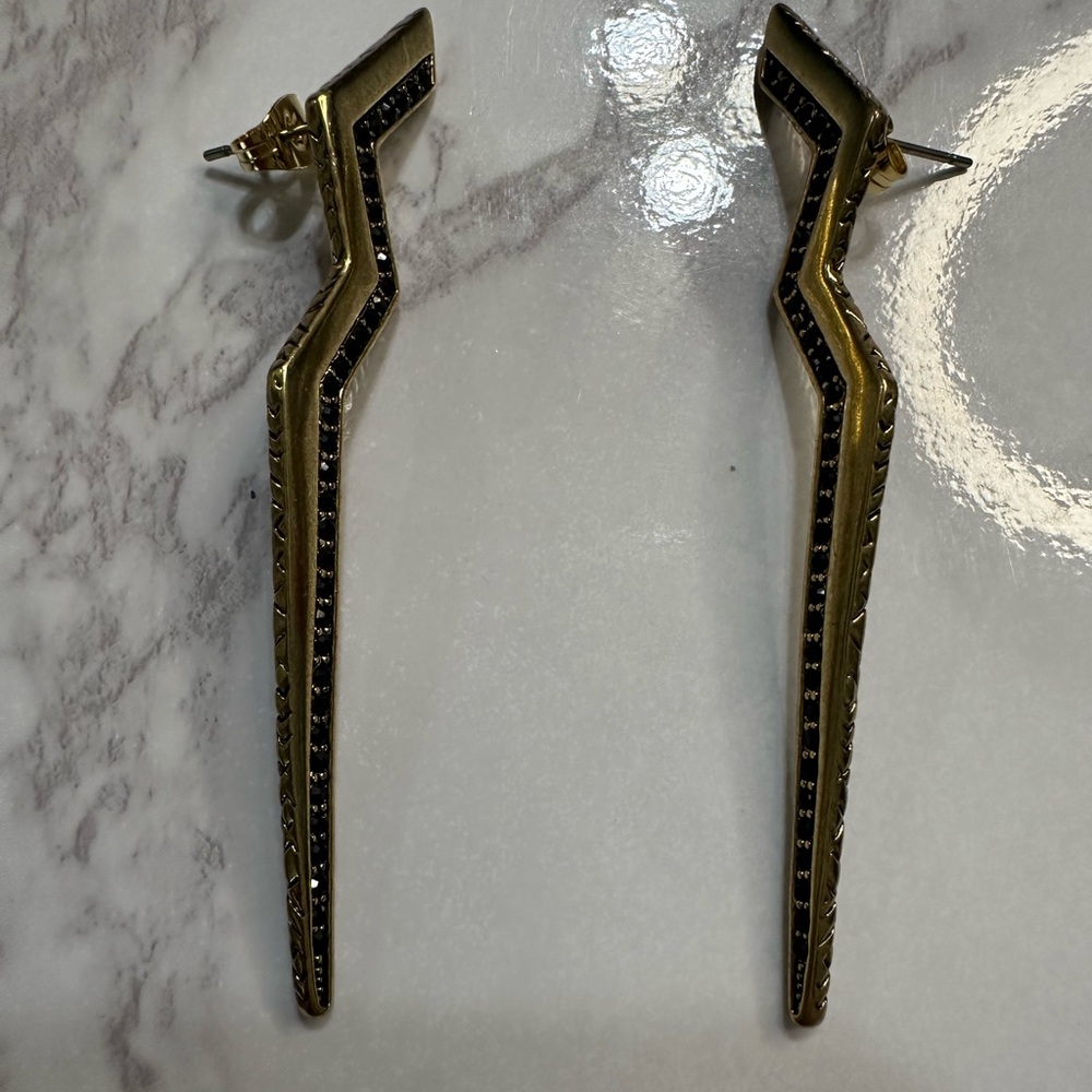 House of Harlow 1960 Gold and Black Zigzag Earrings